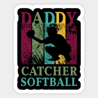 Daddy Softball Catcher Shirt Fathers Day Papa Gifts Sticker